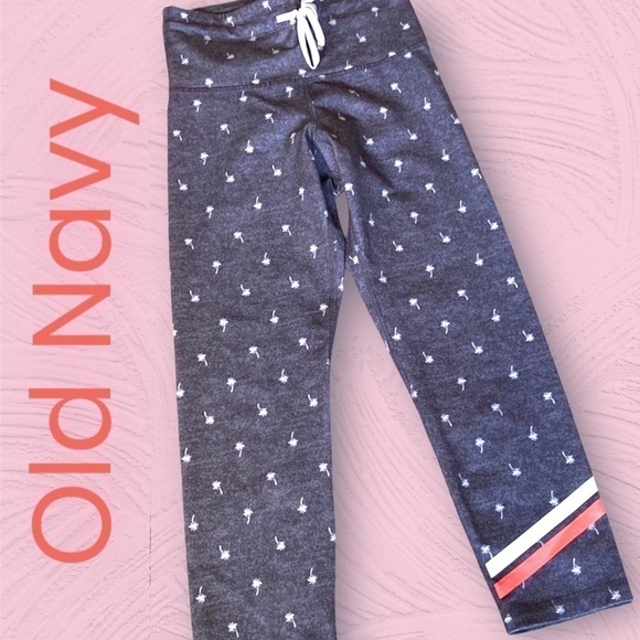 Old Navy Go-Dry Cropped Palm Tree Leggings Blue Sz XS - Picture 1 of 7